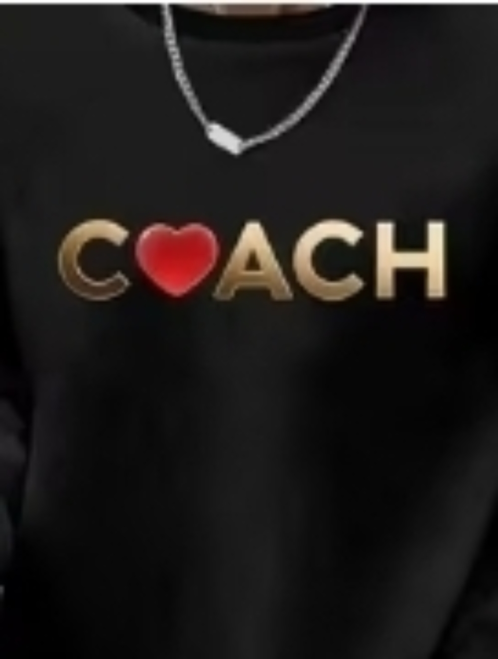 Black Sweatshirt with Gold Logo and Red Heart On Sleeve - Picture 2 of 2